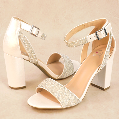 Chika Pearl and Rhinestone Block Heels