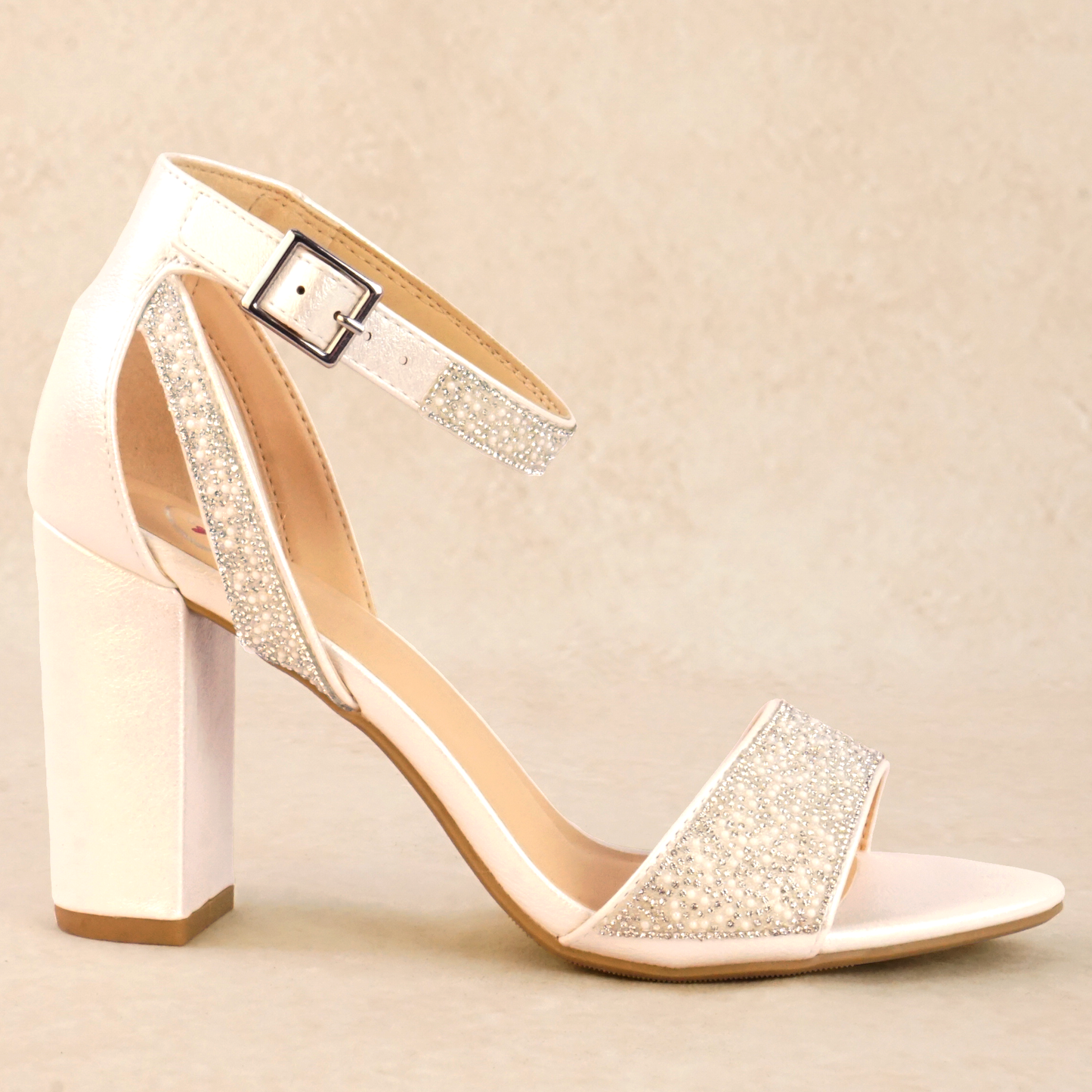 Chika Pearl and Rhinestone Block Heels