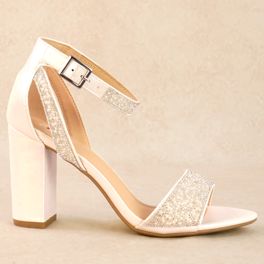 Chika Pearl and Rhinestone Block Heels