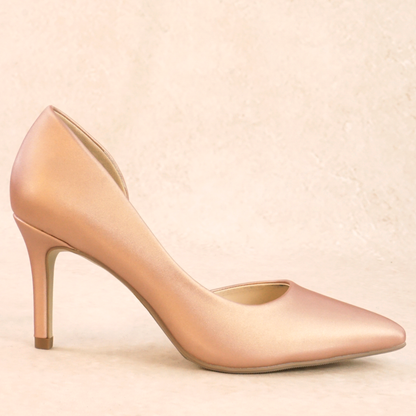 A penny satin stiletto pump heel