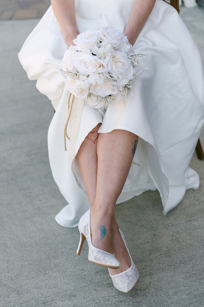 Odette White Lace Stiletto Heels White / 7.5 Odette White Lace Stiletto Heels White / 7.5